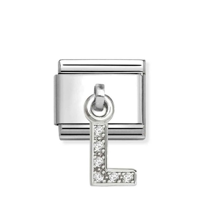 Element link do bransoletek Nomination Composable Stal + Srebro 925 litera L z cyrkoniami