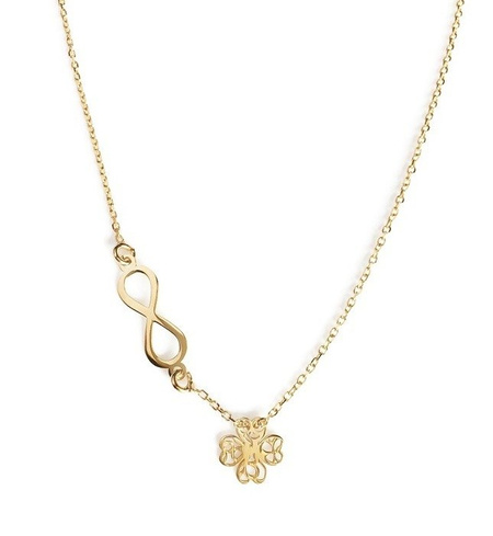 Srebrny pozłacany naszyjnik nieskończoność i konic