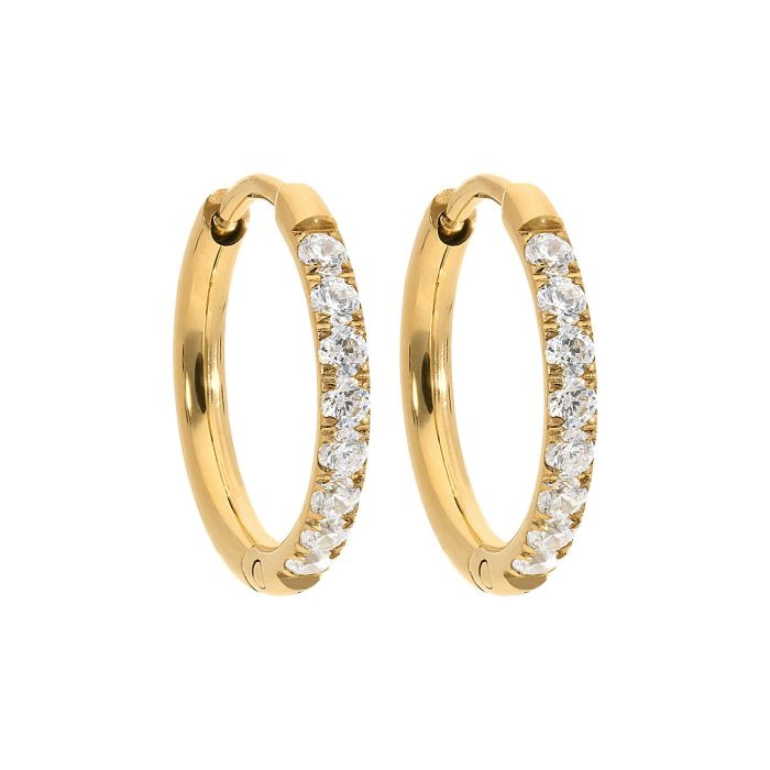 Kolczyki Qudo Eternity crystal 18 mm stal pozłacana