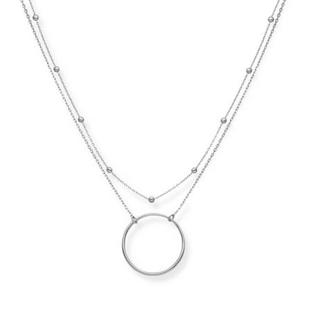 Naszyjnik srebrny koło podwójny łańcuszek kulki