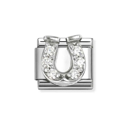 Element link do bransoletek Nomination Composable Stal + Srebro 925 podkowa z cyrkoniami