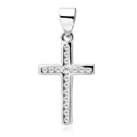 Zawieszka srebrna krzyżyk z cyrkoniami