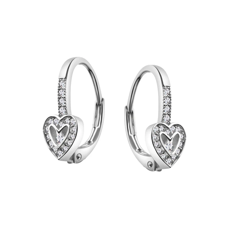 Kolczyki srebrne serca z cyrkoniami