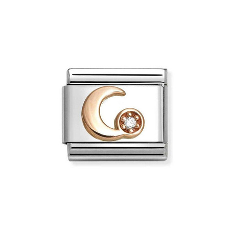 Element link do bransoletek Nomination Composable Stal + Złoto 9k white moon