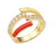 Pierścionek pozłacany emalia czerwona żółta