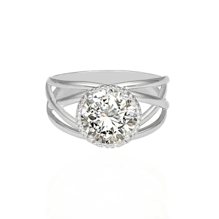 Pierścionek srebrny ażurowy z cyrkonią