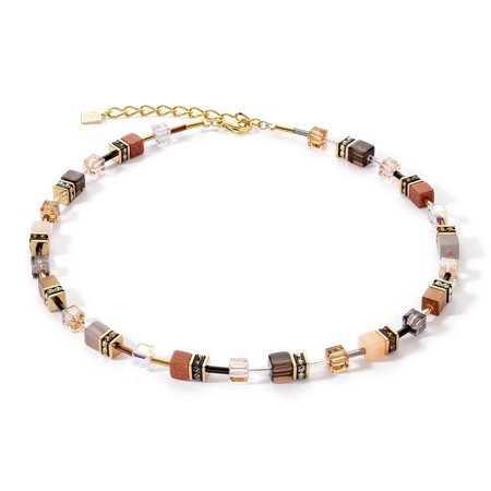 Naszyjnik Coeur de Lion brąz złoto kamienie