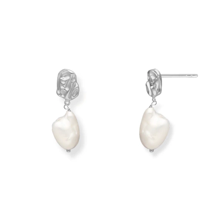 Kolczyki srebrne  blaszka z perłą