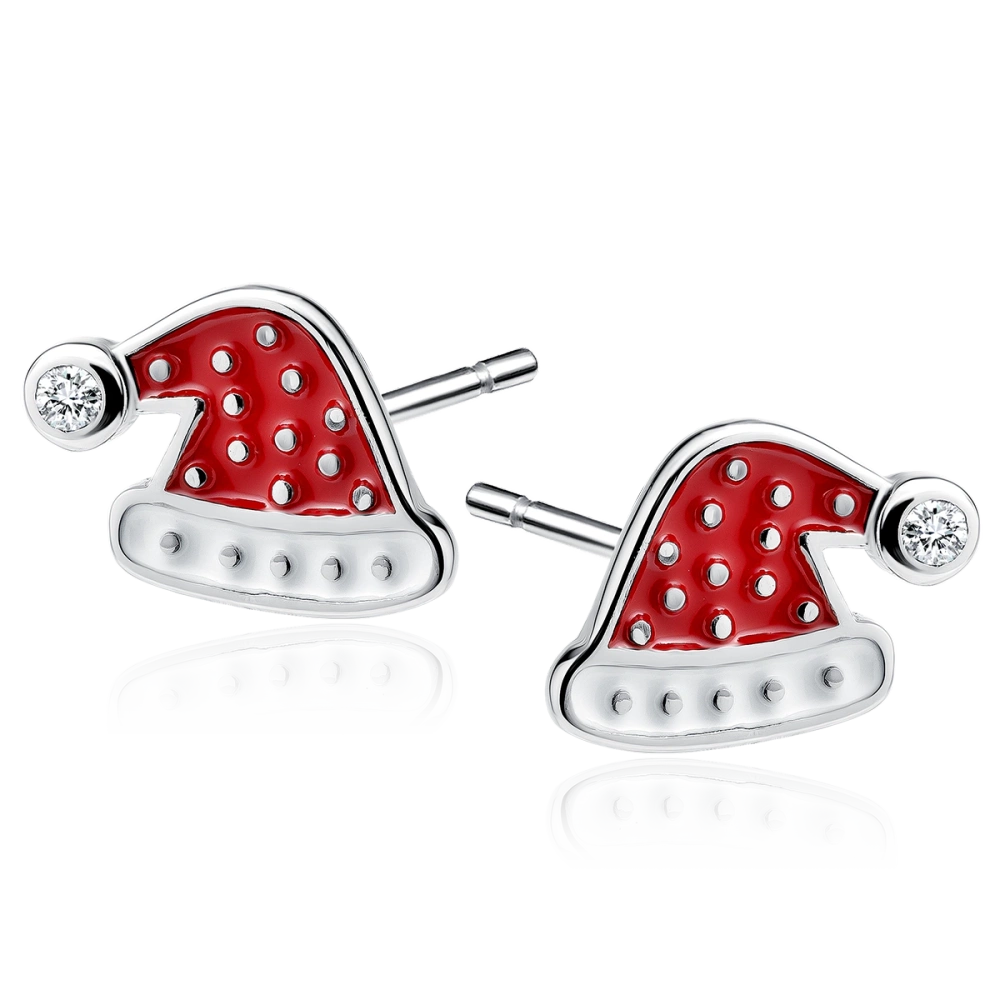 Kolczyki srebrne czapka Mikołaja