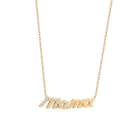 Naszyjnik srebrny pozłacany z napisem Mama