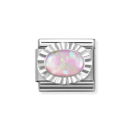 Element link do bransoletek Nomination Composable Stal + Srebro 925 różowy opal