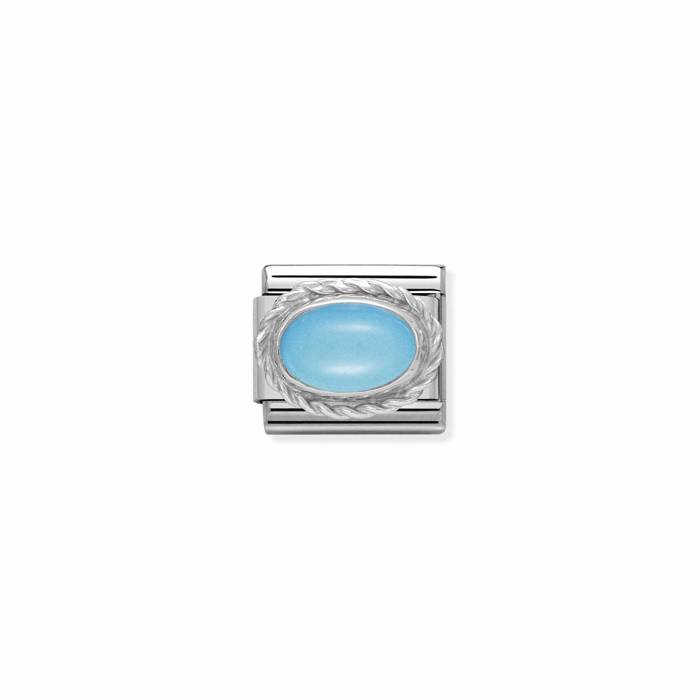 Element link do bransoletek Nomination Composable Stal + Srebro 925 owal turkus