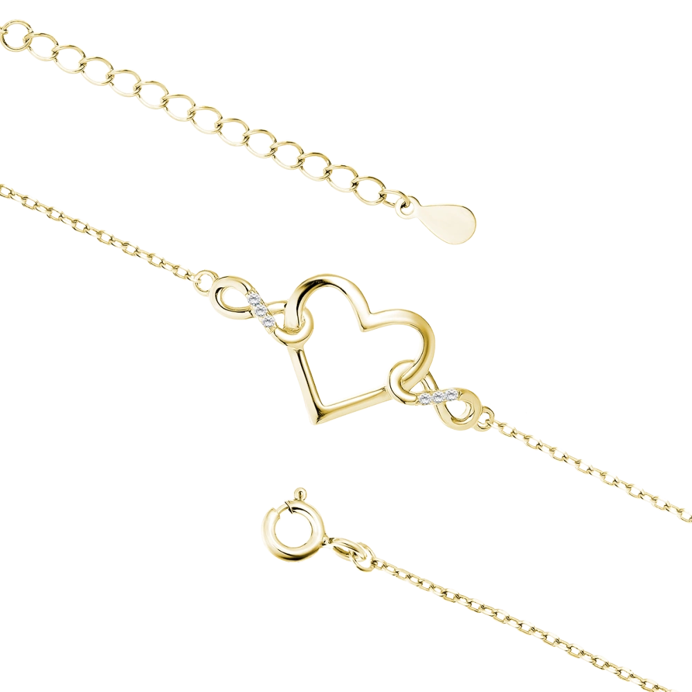 Bransoletka pozłacana z sercem i nieskończonością