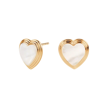 Kolczyki pozłacane serca z masą perłową