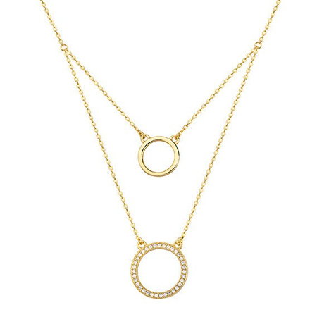 Srebrny pozłacany naszyjnik celebrytka krawatka z kółeczkami