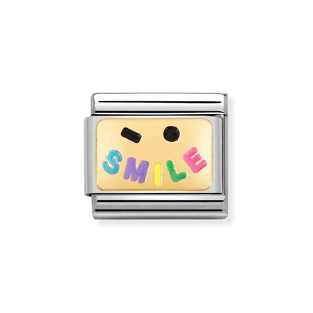 Element link do bransoletek Nomination Composable Stal + złoto 18k napis smile