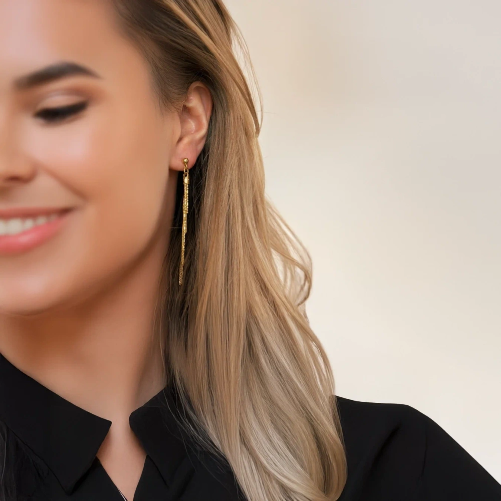 Kolczyki srebrne pozłacane wiszące łańcuszki