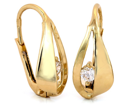 Złote kolczyki wiszące z cyrkoniami