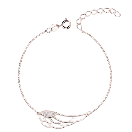 Srebrna pozłacana bransoletka skrzydło cyrkonie