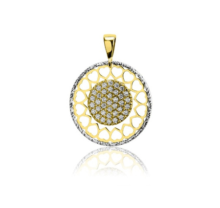 Zawieszka złota ażurowa z cyrkoniami