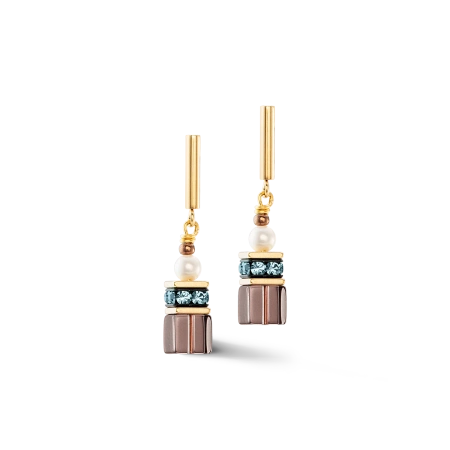Kolczyki GeoCUBE® Fusion Precious Pearl Mix złoto-jesień