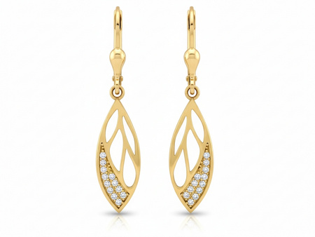 Złote kolczyki wiszące z cyrkoniami