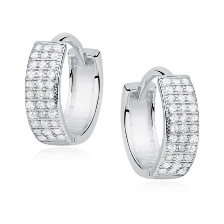 Srebrne kolczyki koła z cyrkoniami trzy rzędy