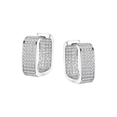 Kolczyki srebrne z cyrkoniami szerokie w kwadrat