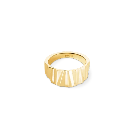 Pierścionek pozłacany fala