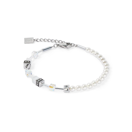 Bransoletka Mini Fusion Pearls srebrno-biała