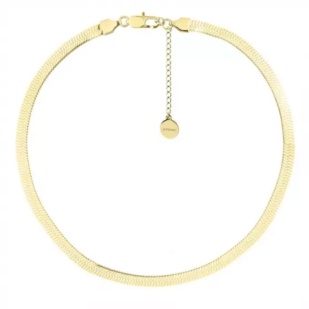 Naszyjnik stalowy taśma złota szeroka żmijka