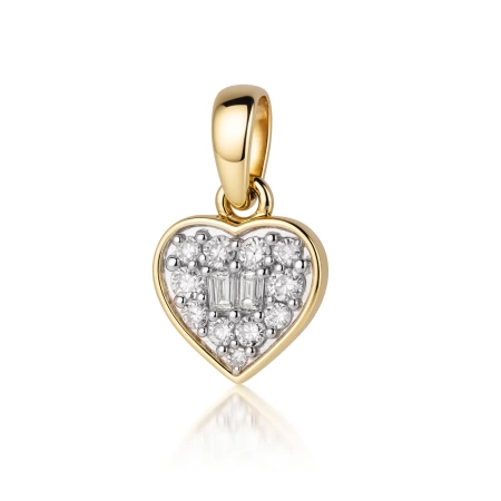Złota zawieszka serduszko z diamentami