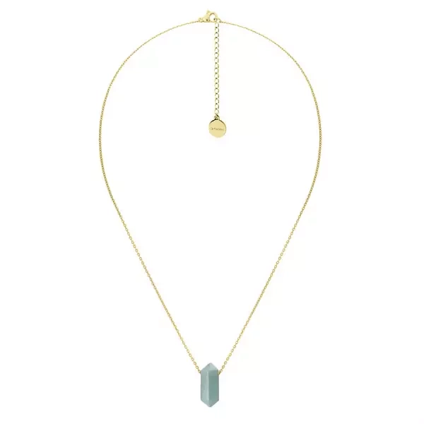 Naszyjnik stalowy pozłacany z Amazonitem