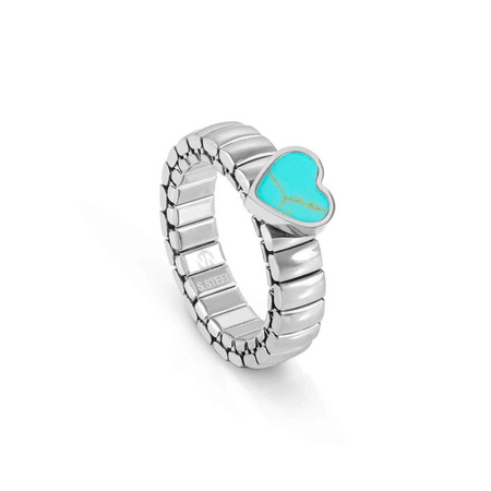 Pierścionek stalowy z turkusowym sercem