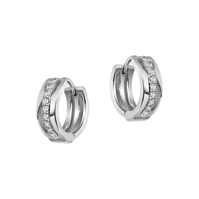 Kolczyki srebrne kółka z cyrkoniami