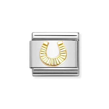 Element link do bransoletek Nomination Composable Stal + złoto 18k złota podkowa