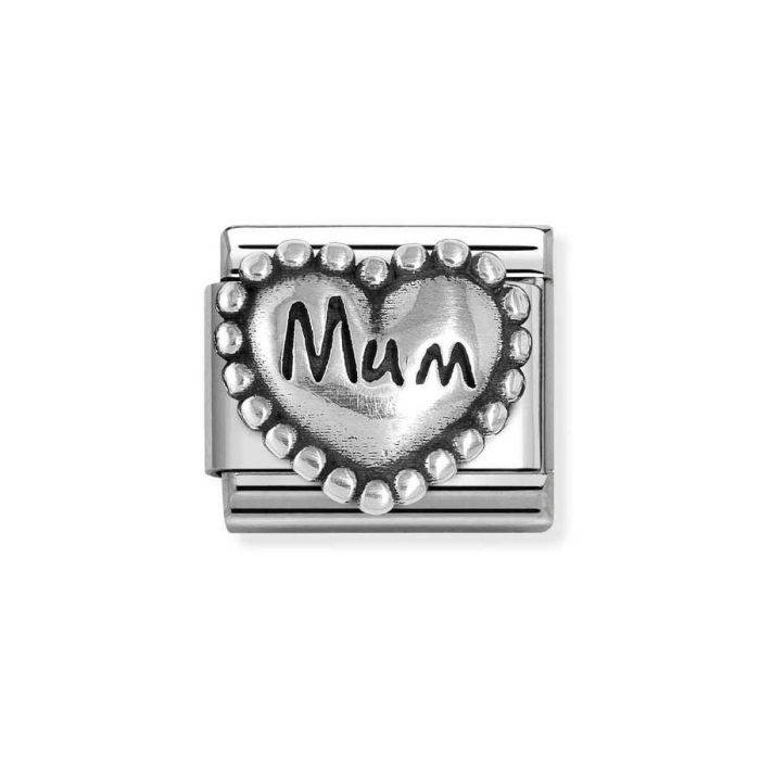 Element link do bransoletek Nomination Composable Stal + Srebro 925 serce z napisem MUM