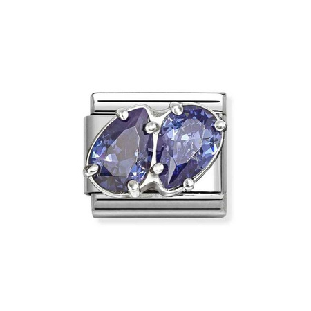 Element link do bransoletek Nomination Composable Stal + Srebro 925 dwie cyrkonie