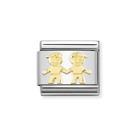Element link do bransoletek Nomination Composable Stal + Złoto 18k chłopcy bracia