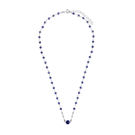Naszyjnik srebrny z niebieskimi cyrkoniami i lapis lazuli