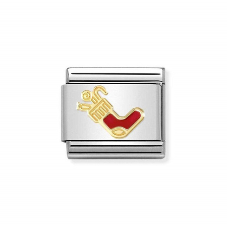 Element link do bransoletek Nomination Composable Stal + Złoto 18k świąteczna skarpeta na prezenty