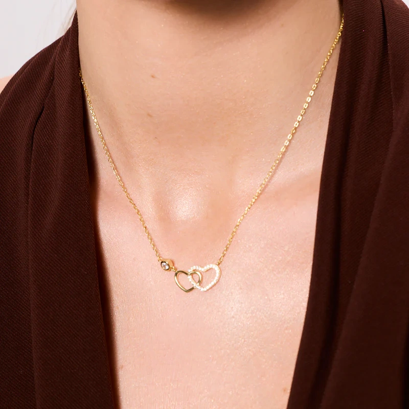 Naszyjnik pozłacany z dwoma sercami