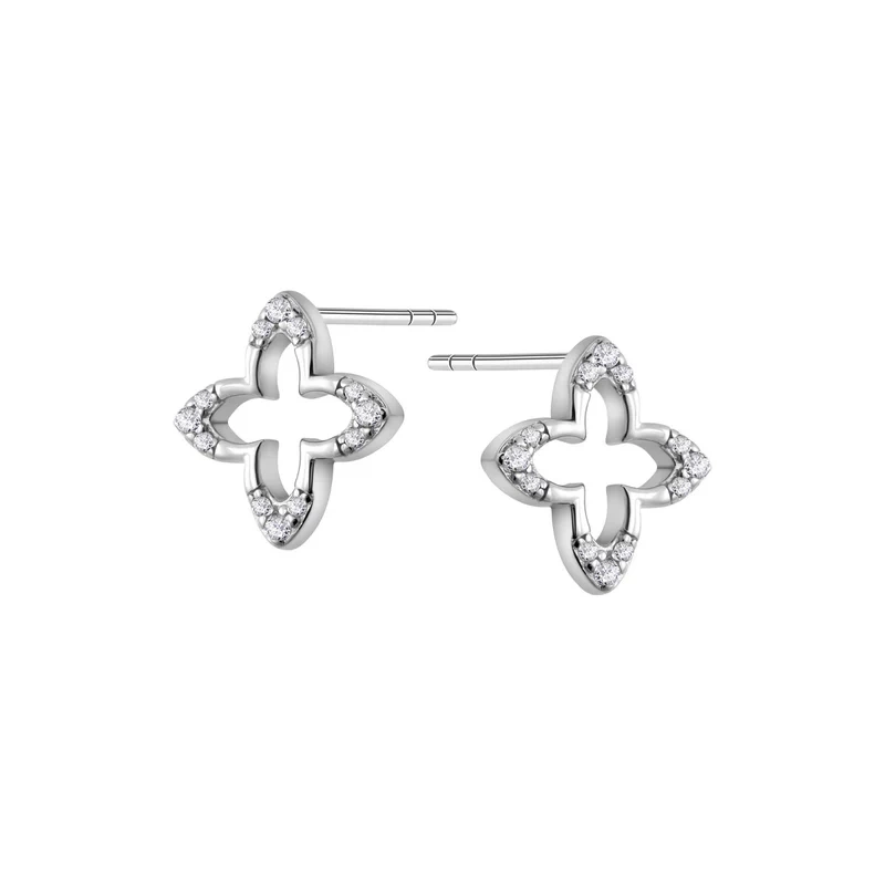 Kolczyki srebrne kwiatki z cyrkoniami