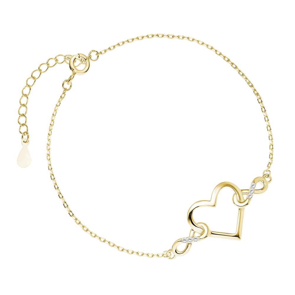 Bransoletka pozłacana z sercem i nieskończonością