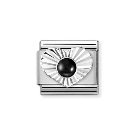 Element link do bransoletek Nomination Composable Stal + Srebro 925 czarny agat
