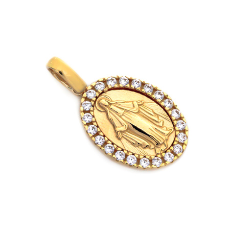 Złoty medalik Niepokalanej z cyrkoniami