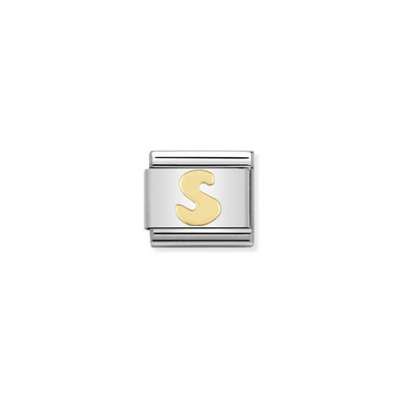Element link do bransoletek Nomination Composable Stal + Złoto 18k litera S