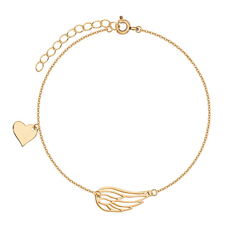 Bransoletka pozłacana skrzydło i serce