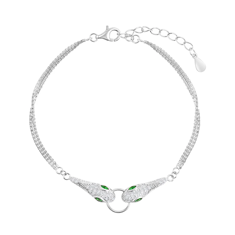 Bransoletka srebrna węże z cyrkoniami 