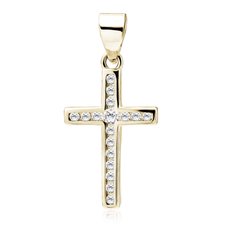Zawieszka pozłacana krzyżyk z cyrkoniami